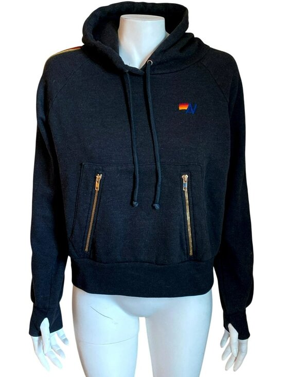 Aviator Nation Jackets & Blazers - Aviator Nation Ninja Pullover Hoodie Sweatshirt Charcoal Gray Rainbow Size XS